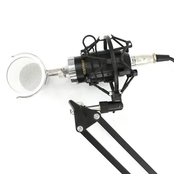 BM-8000 Profesionalų Kondensatoriaus Mikrofonas Įrašymo Studijoje Su Stovu Turėtojas + Phantom Power +garso plokštė