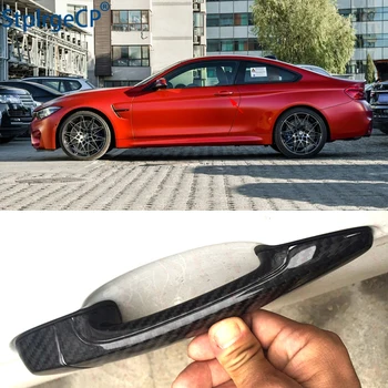 BMW M4 F82 F83 2016 2017 2018 Priedai realių anglies pluošto Auto išorinės durų rankena padengti