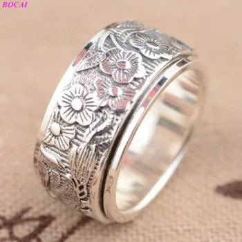 BOCAI S925 sterlingas sidabro žiedai moterų 2020 naujas mados antikvariniai sukasi asmenybės populiarus Tailando sidabro moterų žiedas