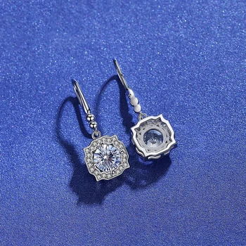 BOEYCJR 925 Sidabro 0.5 ct/1ct F spalva Moissanite VVS Fine Jewelry Snaigės Lašas Auskarai Su nacionalinės sertifikatą Moterims