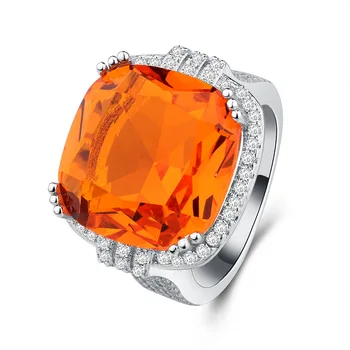Bohemiškas Stilius Aikštėje Didelių Apelsinų Brangakmenio Žiedas Micro-nustatyti, Cirkonis Žiedą Vestuvinį Žiedą, Šaliai, Papuošalai, Sužadėtuvių Papuošalai