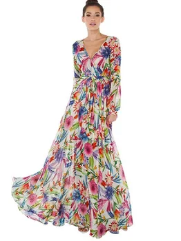 Boho Maxi Suknelė Vintage V Kaklo Žibintų Rankovės Elegantiškas Vakare Šalies Ilgos Suknelės Vestido Nėrinių Suknelė Skraiste Femme kryptis jurkjes