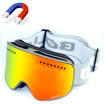 BOLLFO Magnetinio Slidinėjimo Akiniai Dvigubo Objektyvo alpinizmo UV400 akiniai Anti-rūko Slidinėjimo Akiniai Vyrai Moterys sniego akinių BF652