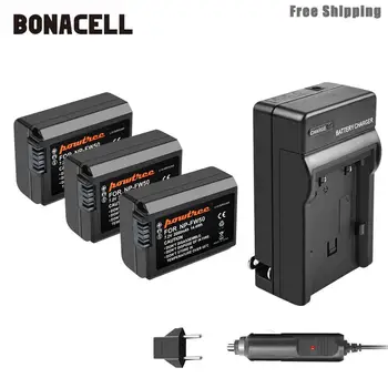 Bonacell 2000mah NP-FW50 NP FW50 Baterija+Kroviklis AKKU Sony NEX-7 NEX-5N NEX-5R NEX-F3 NEX-3D Alfa a5000 a6000 DSC-RX10 L50