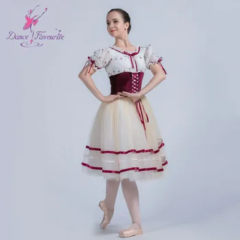 Bordo Aksomo Viršuje Liemenė su Dramblio kaulo Vidurio ilgis Romantiška Baleto Mdc Girl & Women Dancewear Baleto Mdc
