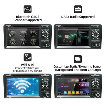 Bosion Android 10.0 Car DVD GPS Audi A3 2006-2011 su DVD Grotuvu Radijo Stereo Audio Auto Multimedia player Navigacijos SWC