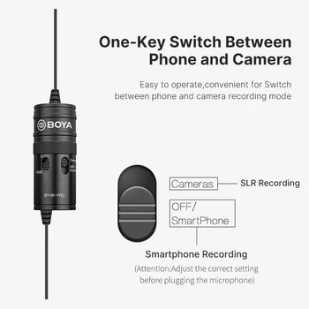 BOYA BY-M1 Pro Balso Įrašymo Lavalier Microphone Mic Clip-on Atvartas Kondensatoriaus Intreview Mic Smartfon DSLR Vaizdo Garso