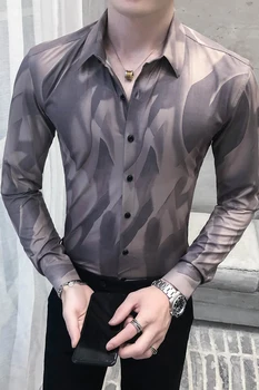 Britų Stiliaus Marškinėliai Vyrams Drabužių Mados 2020 ilgomis Rankovėmis Vyrams Marškinėliai Atsitiktinis Skaitmeninio Spausdinimo Slim Fit Camisas Para Hombre 3XL