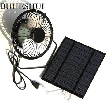 BUHESHUI 4 Colių Aušinimo Ventiliatorius USB 2.5 W 5V Saulės energija Varomas Skydelis Geležies Ventiliatorius Home Office Lauko Kelionės Žvejyba