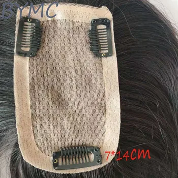 BYMC 8*15 cm, Tiesiai Šilko Bazės Plaukų Topper Hairpieces Moterims Natūralus, Visiškai Nėrinių +PU Padarė Remy Human Perukas Toupee Plaukų