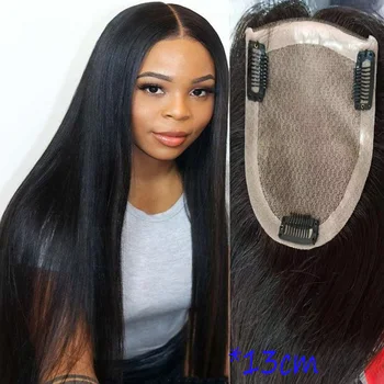 BYMC 8*15 cm, Tiesiai Šilko Bazės Plaukų Topper Hairpieces Moterims Natūralus, Visiškai Nėrinių +PU Padarė Remy Human Perukas Toupee Plaukų