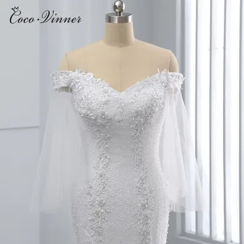 Bžūp Rankovėmis Vaiskiai Balta Kristalų Duobute Undinė Vestuvių Suknelė Afrikos nauju Dizainu Plius Dydžio Nuotakos Suknelė Vestuvių Suknelės WX0097