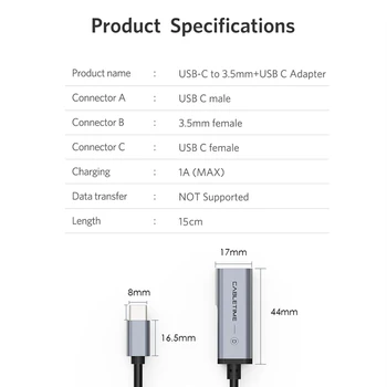 CABLETIME USB C iki Aux Adapteris 3,5 mm Tipas C OTG Skaitmeninis Konverteris, skirtas Samsung S20 LG Huawei 30 OTG Adapterio C328
