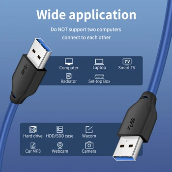 CABLETIME USB prailginimo Kabelis USB 3.0, USB 3.0 conntector Vyrų Vyrų duomenų perdavimo Nešiojamas PC 
