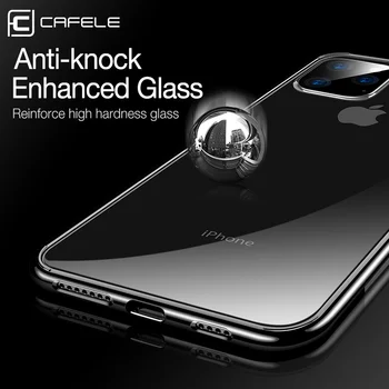 Cafele Stiklo Telefono dėklas skirtas iPhone 11 pro Grūdinto Stiklo ir TPU Krašto Case Cover 
