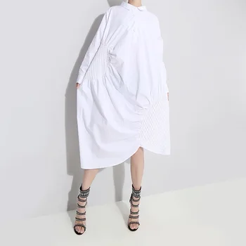 Cakucool 2019 m. pavasarį palaidinė, suknelė neutrali mados unikalus tinklelis nereguliarus balta atsitiktinis palaidų ilgai