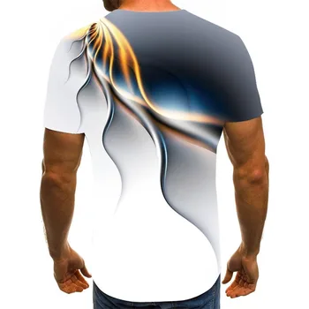 Camiseta Populiarus para hombre, 3D Camiseta de manga corta con estampado, camiseta con rayos únicos, camiseta suelta con cuello iš naujo