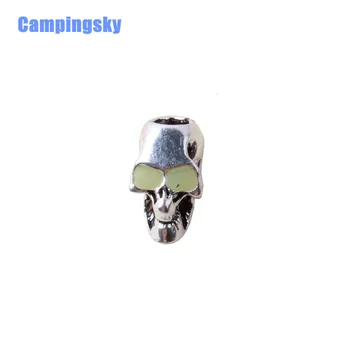 CAMPINGSKY paracord priedai kaukolė lydinio granulių pakabukas už Paracord Apyrankę akys švyti tamsoje