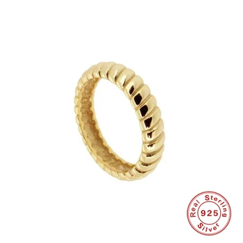 CANNER 925 Sterlingas Sidabro 2020 Populiarus Minimalistinio Nišą Twist Žiedai moterų Žiedas Moterims Aukso Spalvos Moteriški Papuošalai anillos