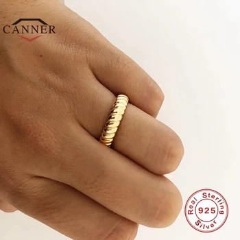 CANNER 925 Sterlingas Sidabro 2020 Populiarus Minimalistinio Nišą Twist Žiedai moterų Žiedas Moterims Aukso Spalvos Moteriški Papuošalai anillos
