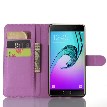 Case for Samsung Galaxy A9 ( 2016 M.) Piniginė kortelės stentas atvejais Lichee Apversti odinis Dangtelis juodas Atveju 910 A9 A910 SM A9100 2016A9