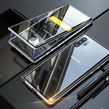 Case For Samsung Galaxy Note 10 Dangtelį Galaxy Note 10 Plus atveju 9H Grūdintas Stiklas Screen Protector, Metalas, Magnetas Adsorbcijos atveju