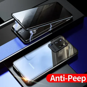 Case For Samsung Galaxy S20 Ultra S20 Plius A51 A71 4G S20 Plius Padengti Anti Spy 9H Privatumo Grūdintas Stiklas, Metalas, Magnetas atveju