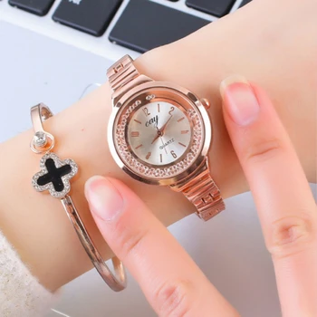 CAY Moterų Rose Aukso Apyranke Kvarciniai Laikrodžių Prabangos Prekės ženklo Mados Naujų Atvykimo Ponios Diamond Rankiniai Laikrodžiai Relogio Feminino