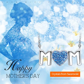Cdyle Rose Gold Mama Karoliai Papuoštas su crystal Motinos Dovaną Rose Gold Jewelry Širdies Kristalų Collares