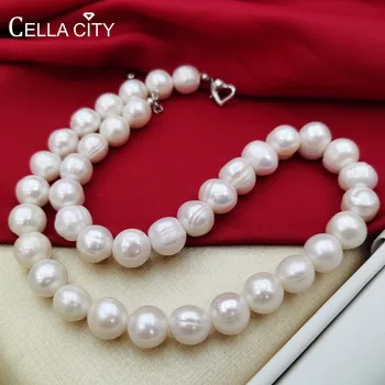 Cellacity Moterų Nearround Perlų Vėrinį Klasikinio Fine Jewelry 11-12mm Natūralių Gėlavandenių Perlų Elegantiška Dovana Močiutė, Mama