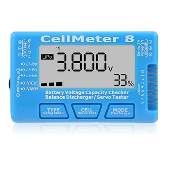 CellMeter 8 LCD Apšvietimas 1-8S Akumuliatoriaus Įtampa Gebėjimų Tikrinimo Balansas Išleidiklis Servo Testeris, skirtas LiPo Gyvenimo Li-ion NiMH Nicd