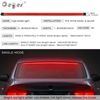 Ceyes 100cm Automobilių Stiliaus Didelis Galinis Papildomas Stop Žibintai Su Posūkio Signalas Veikia Šviesos Unverisal Auto Stabdžių Lanksčios LED Juostelės