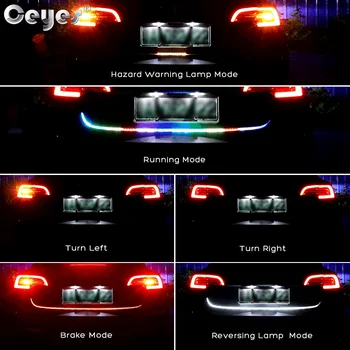 Ceyes 120cm Automobilių Šviesos Priedai, LED Juostelėmis Automobilių Kamieno Uodega Stabdžių Galinis Papildomas Stop Žibintas Posūkio Signalas Veikia Lempos Universalios