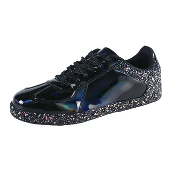 CHAMSGEND Naujas Moterų Mados Blizgančiais vientisos spalvos sportiniai bateliai naktinis klubas tendencija laukinių patogus slidžių batai