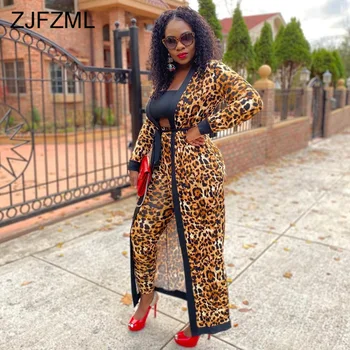 Cheetah Leopardas Spausdinti Derliaus Ilgas Cardigan 2021 Moterų Mados Ilgomis Rankovėmis Slim Fit Atidaryti Dygsnio Streetwear Visų Rungtynių Maxi Paltai