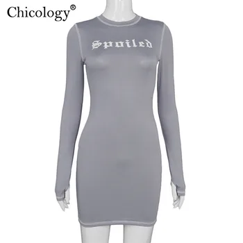 Chicology 2020 Ilgomis Rankovėmis Bodycon Mini Suknelė Moterims Seksualus Šalies Klubas, Komplektai, Žiemą, Rudenį Drabužius Moterų Mados Streetwear