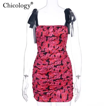 Chicology gėlių nėrinių platus dirželis mini suknelė moterims neon bodycon šalies klubo aprangą 2019 m. rudenį, žiemą, seksualus drabužiai lady atsitiktinis