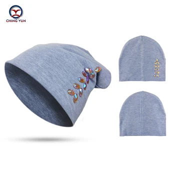 CHING YUN Moterų Kašmyro megztiniai skrybėlę naujas minkštas Žiemą Šiltas kalnų krištolas siuvinėjimo Aukštos Kokybės Moterų vientisos Spalvos Megztus Skrybėlę C19-24