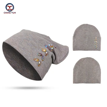 CHING YUN Moterų Kašmyro megztiniai skrybėlę naujas minkštas Žiemą Šiltas kalnų krištolas siuvinėjimo Aukštos Kokybės Moterų vientisos Spalvos Megztus Skrybėlę C19-24