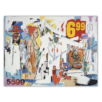 Citon Jean Michel Basquiat《Basquiat ir Warhol bendradarbiavimo paveikslą.1985》Grafiti Meno Drobė, Aliejus, Tapyba Namų Puošybai
