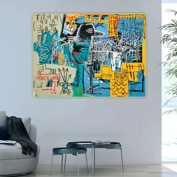Citon Jean Michel Basquiat《Paukščių Pinigų》Grafiti Meno Drobė, Aliejus, Tapyba Meno Kūrinius Dekoratyvinis Nuotrauką Sienų Dekoras Namų Puošybai