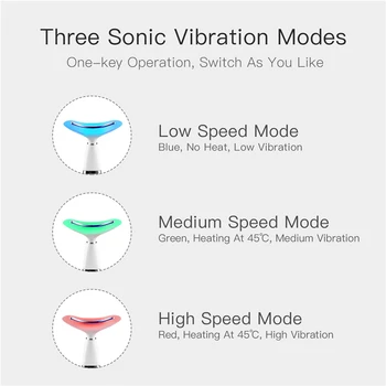 CkeyiN Veido, Kaklo Massager Anti-Senėjimo LED Šviesos Sonic, Vibracijos, Šilumos Raukšlių Šalinimas, Odos Sugriežtinimas Kaklo Liftas Grožio Prietaisas 50