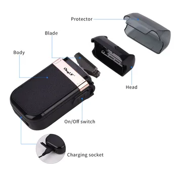 CkeyiN Vyrų Elektrinį skustuvą, Skutimosi Mašina USB Įkrovimo Stūmokliniai Razor Plūduriuojantis Dvigubas Peilis Barzda Žoliapjovės Vyrams