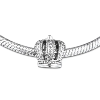 CKK Sidabro 925 Papuošalai Tinka Pandora Apyrankės Royal Crown Žavesio Mados Karoliukai Originalus Sidabro Priėmimo