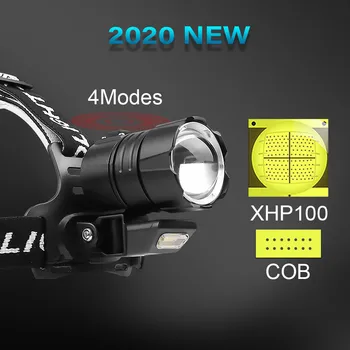 COB XHP100 galingiausių usb Žibintas Įkraunamas led Žibintų žibintuvėlis XHP90 naudoja 18650 bateriją medžioklės žibintas lanter