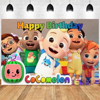 Cocomelon Šeimos Nuotraukų Fonas Vaikams Happy Birthday Party 