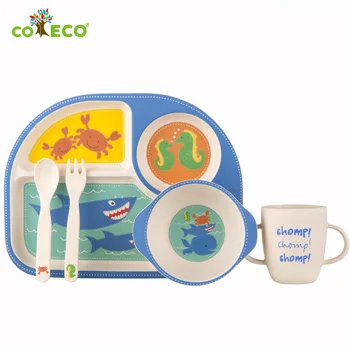 Coeco / Cute Cartoon Bambuko Pluošto Vaikų Stalo reikmenys Kūdikių Stalo Šaukštas Kūdikiui Papildomo Maisto Šaukštas Sriubos Dubenėlį Plokštė