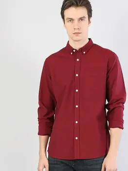 Colins Vyrai, Reguliariai Tinka Raudona ilgomis Rankovėmis ShirtMale mados marškinėliai vyrams,CL1035946