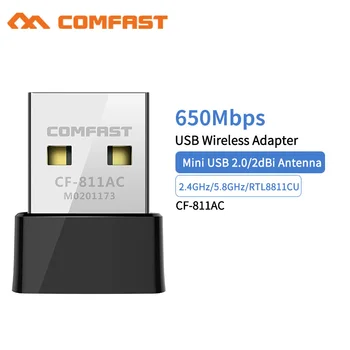 Comfast CF-811AC 650Mbps Belaidis USB Wi-fi Adapteris Imtuvas 2.4+5 Ghz USB Wifi 802.11 n/g/b/ac Tinklo plokštė PC 