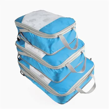 Compressible saugojimo krepšys nustatyti Trijų dalių Suspaudimo Pakavimo Kubo Kelionės Bagažo Organizatorius, sulankstomas kelioninis Krepšys Organizatorius